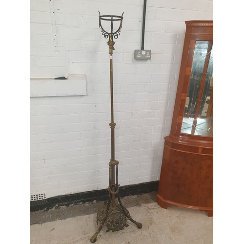 87 - 20th century Solid Brass Rise And Fall Oil Lamp Stand