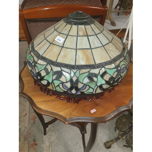 87A - A Large Tiffany Style Lamp Shade With Amber Droplets