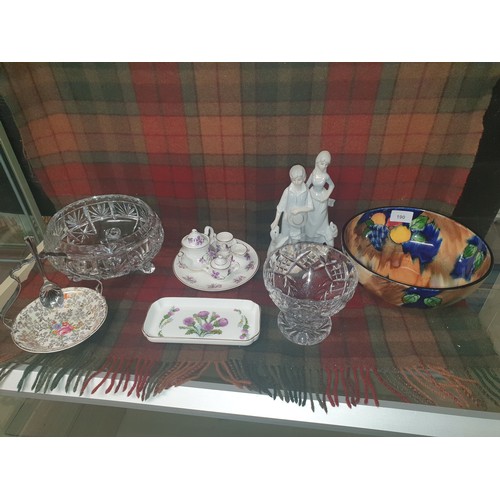 190 - Shelf Of Collectables Including Tunstal Bowl Mini Tea Set & Crystal Etc