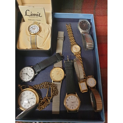 49 - Selection Of Ladies And Gents Wrist Watches And Pocket Watch With Albert Chain