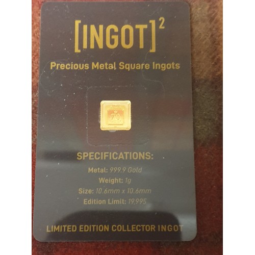 8 - 999 Gold Small Ingot And 4 Gold Foil Notes All Mint