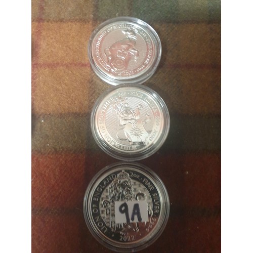 9A - Fine Silver 1 OZ Coins 10 Mint 999 Silver Coins  And 3 x 2oz Silver 999 Coins All Mint