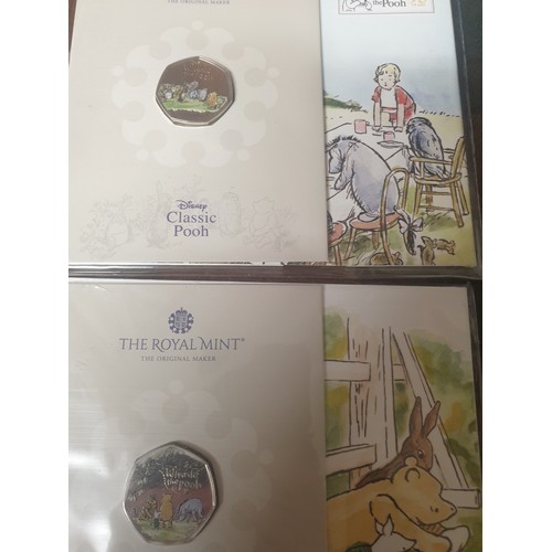 9L - 2 Royal Mint Peter Rabbit £5 Coins And 6 Winnie The Pooh 50p Coins Mint And Sealed With Certificates