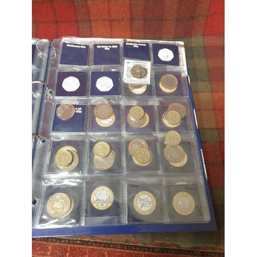 9V - Folder Of 16 50 pence pieces, 6 x £1 Coins And 28 £2 Coins