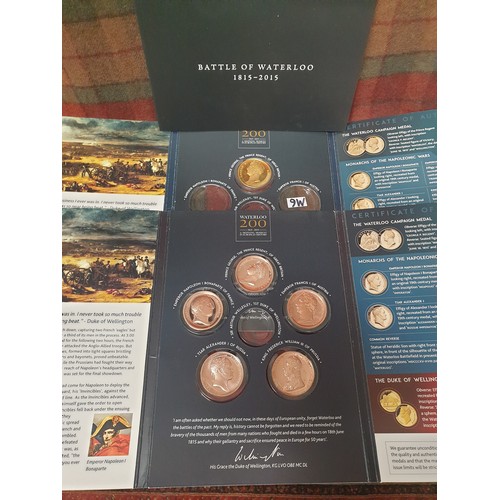 9W - Selection Of Mint Coins Commemorating Battle Waterloo With Certificate