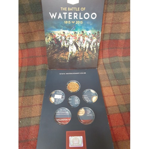 9W - Selection Of Mint Coins Commemorating Battle Waterloo With Certificate