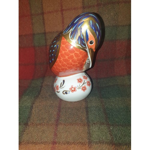 132 - Royal Crown Derby Imari Kingfisher Paperweight With Button