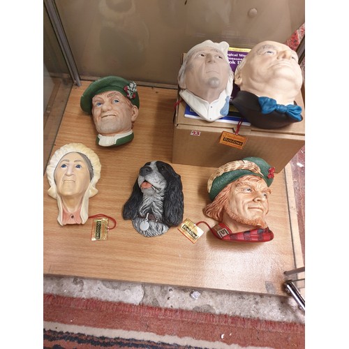 93 - A collection of 6 Bossons Wall Plaques Famous People