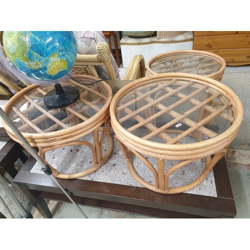 208 - Two mid century Bamboo And Glass Side Tables