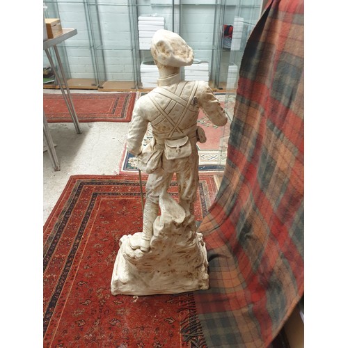 124 - Huge Early 1900s / Victorian Bretby Ware Highland Trekker Figure In Ivorine Wash Stands [82cm Tall]