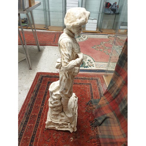 124 - Huge Early 1900s / Victorian Bretby Ware Highland Trekker Figure In Ivorine Wash Stands [82cm Tall]