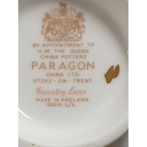 129 - Large Paragon Tea Service Tea Pot Sugars And Creams Cake Plates Cruet Set Egg Cups etc Country Lane ... 