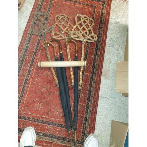 316 - Selection Of Carpet Beaters, Metal Collared Umbrellas etc