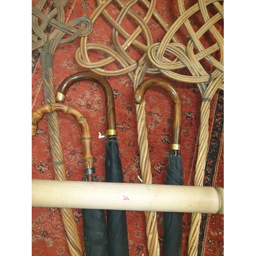 316 - Selection Of Carpet Beaters, Metal Collared Umbrellas etc