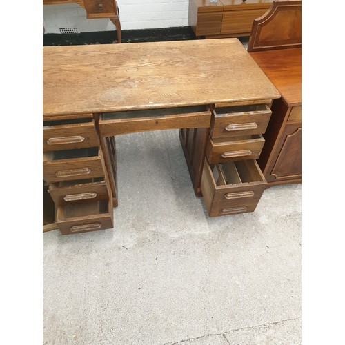 211 - Solid Oak Knee Hole Writing Desk