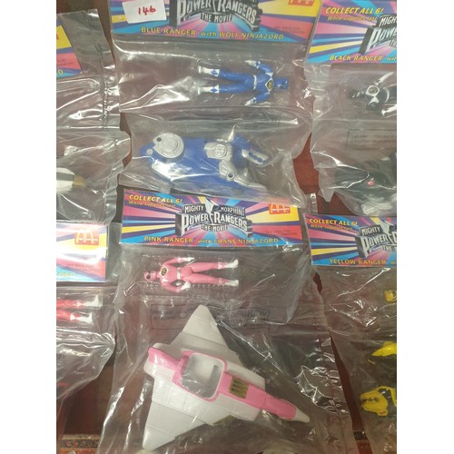 146 - Rare Collection Of 6 Mc Donalds  Mighty Morphin Power Rangers All Mint In Original Packing Unopened ... 