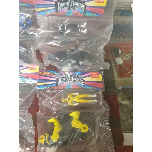 146 - Rare Collection Of 6 Mc Donalds  Mighty Morphin Power Rangers All Mint In Original Packing Unopened ... 