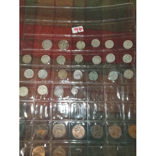 94 - Selection Of Coins And Notes Silver Three Penny Pieces Silver Sixpence Georgian Token Pound Notes Et... 