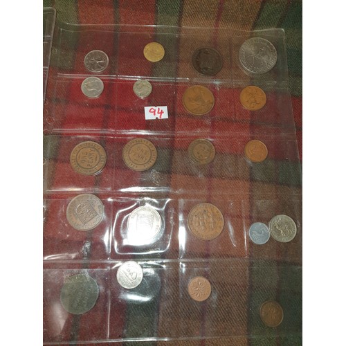 94 - Selection Of Coins And Notes Silver Three Penny Pieces Silver Sixpence Georgian Token Pound Notes Et... 