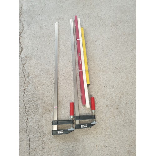 298 - 2 Large Sash Clamps And 3 Spirit Levels