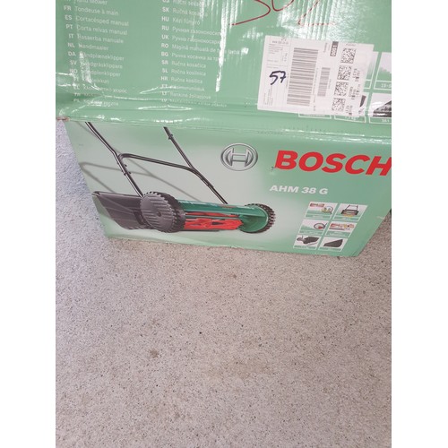 302 - Bosch AHM 38 G Push Lawn Mower In Original Box With Large Grass Box