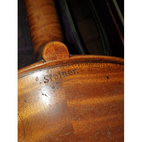 184 - Vintage German Violin With Purchase Receipt Dated 1948 From John And Arthur Beare London with 2 Bows... 