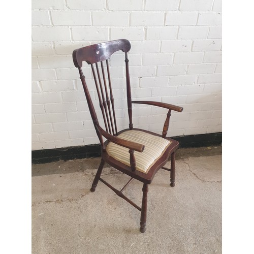 262 - Lovely Victorian Spar Back Arm Chair With High Back