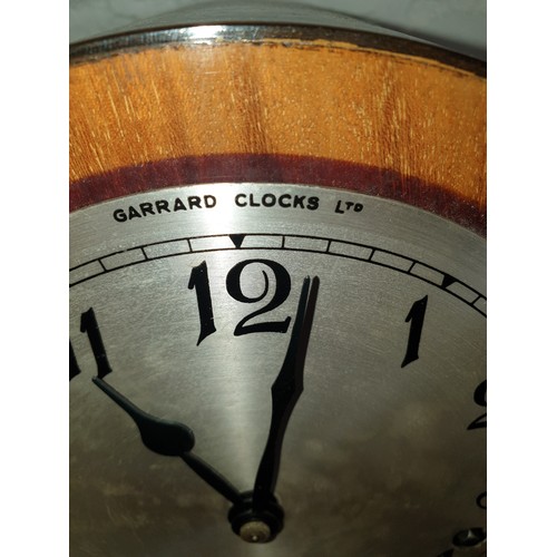 100D - Beautiful Art Deco Matel Clock With Key And Pendulum By Garrard Ticks Away