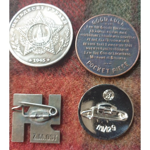 18 - A Selection Of German Badges & Russian Coin etc