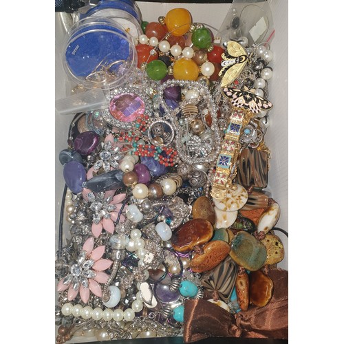 47 - A Box Of Costume Jewellery & Watches Etc