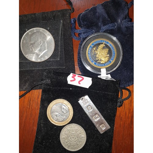 37 - A Selection Of Coins And Silver Ingot [15.25grams]