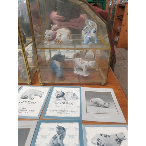 103 - A collection of 10 Franklin Mint The Curio Cabinet Cats Collection Figures [With Certificates And 2 ... 