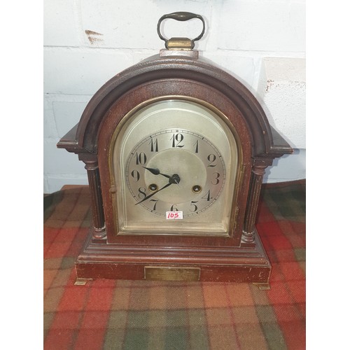 105 - A French antique Jungmans Mantle Clock With Key & Pendulum [Winds & Ticks Nicely Strikes Ever Half H... 