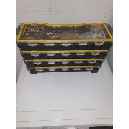 302 - Stanley Fat Max 4 Storage Stacking Boxes And Drills etc