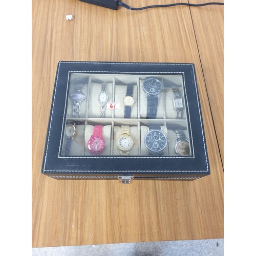 61 - A Watch Display Box  containing ten Watches