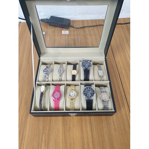 61 - A Watch Display Box  containing ten Watches