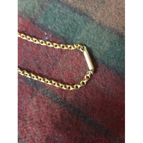 23 - A Victorian Yellow Metal Belcher Chain With Torquise Pendant  [No Hallmarks Visible]