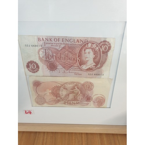 64 - A collection of vintage banks Notes; Ten Shilling Notes & Pound Notes