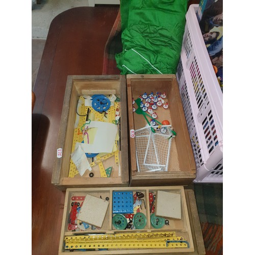 375 - A Box Of vintage Toys; Vintage Subbutteo And Vintage Meccanno etc