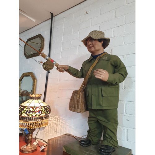 71 - Amazing Vintage J H Animations Autominum The Fisherman With Fly Rod Reel Line And Fly Also Small Fis... 