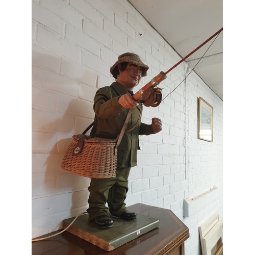 71 - Amazing Vintage J H Animations Autominum The Fisherman With Fly Rod Reel Line And Fly Also Small Fis... 