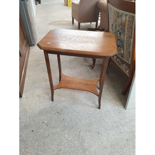 238 - Small Light Oak Table And Leather Topped Drum Top Table With Caster Feet