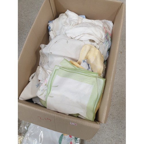 219 - A Large Box Of vintage Linen [Some Boxed]