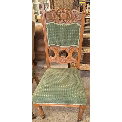 243 - A Pair Of Oak Victorian Parlour Chairs with Caster Feet