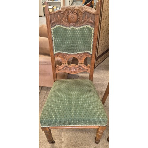 243 - A Pair Of Oak Victorian Parlour Chairs with Caster Feet