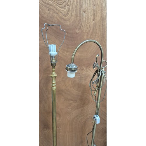 245 - 2 vintage  Brass Standard Lamps; Corinthian column standard lamp & ornate standard lamp