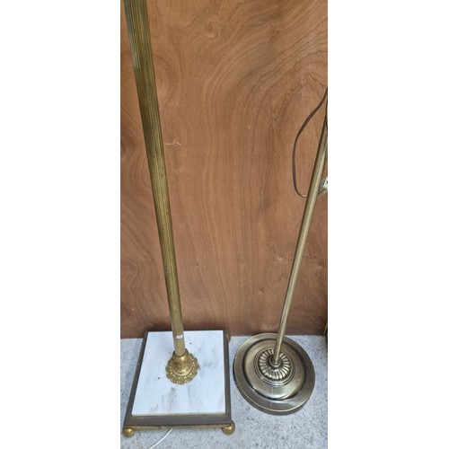 245 - 2 vintage  Brass Standard Lamps; Corinthian column standard lamp & ornate standard lamp