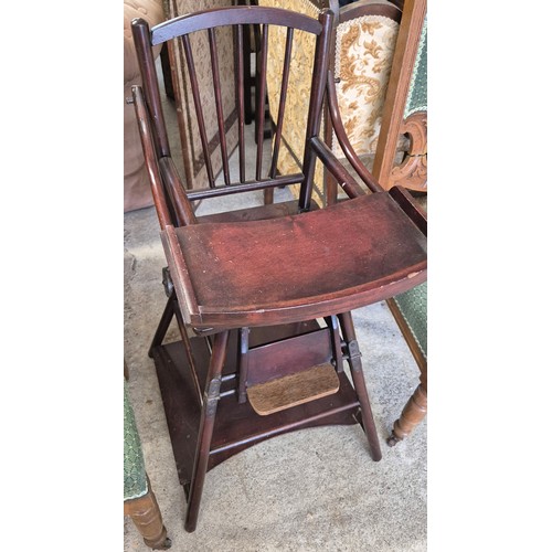 244 - Early 1900s Childs Metamorphic High Chair / Chair and Table