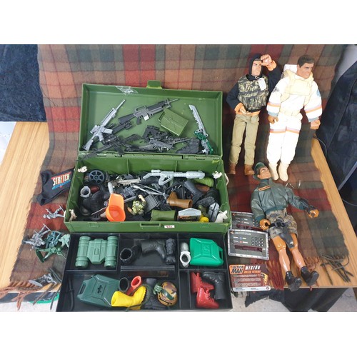 84 - Selection Of Action Men And Huge Amount Of Weapons And Accessories In Action Man Case