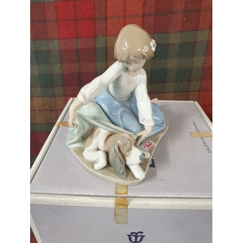 160 - Large Lladro Figure Girl With Puppy 